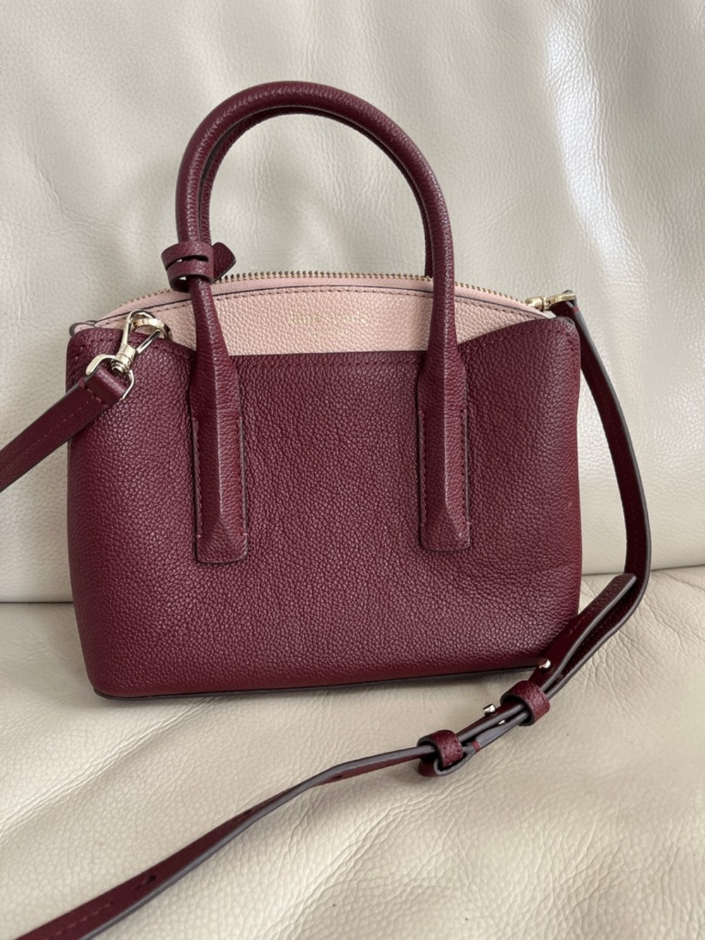 Kate Spade Two-Tone Burgundy and Pink Leather Mini Satchel